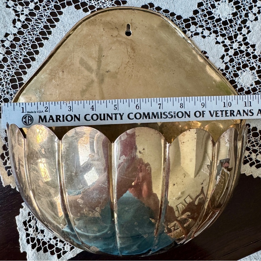 Vintage Large Brass Wall Plant / flower hanger- holder